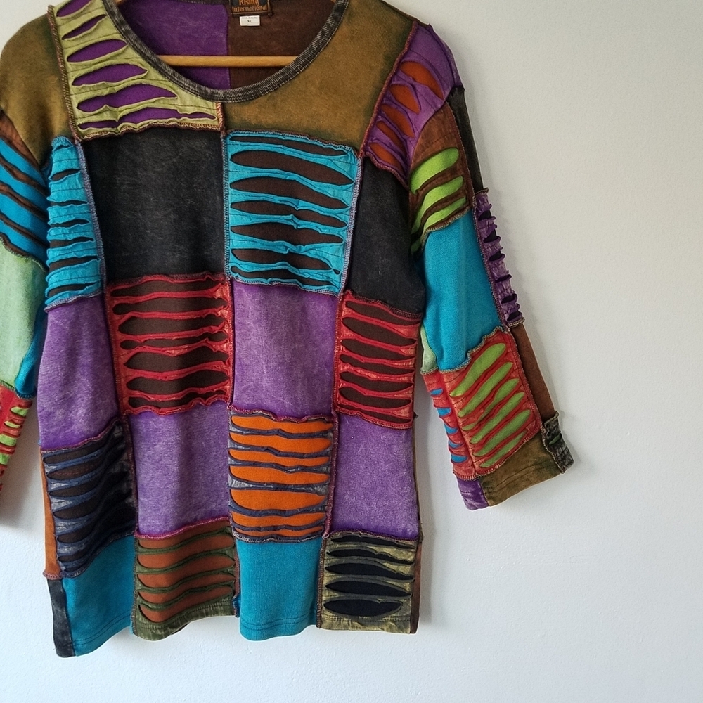 Rising International Multi-Color Patchwork Boho L… - image 5